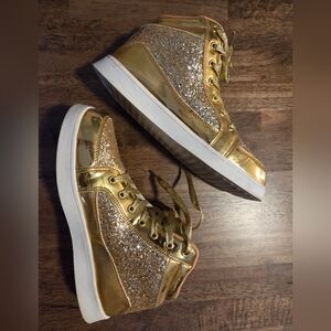 Gold Glitter High-Top Sneakers